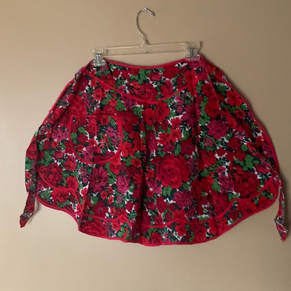 Vintage Red Floral Apron